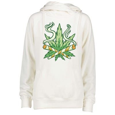 Weed Joint Cross Womens Funnel Neck Pullover Hood