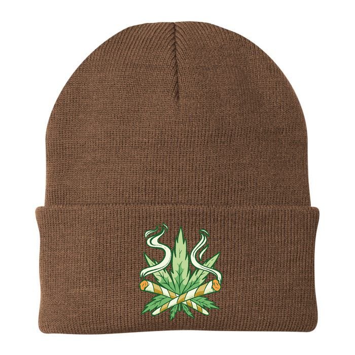 Weed Joint Cross Knit Cap Winter Beanie