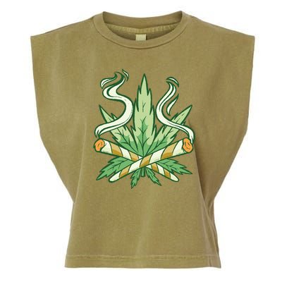 Weed Joint Cross Garment-Dyed Women's Muscle Tee