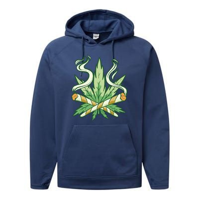 Weed Joint Cross Performance Fleece Hoodie