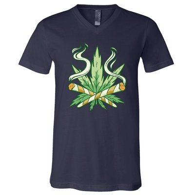 Weed Joint Cross V-Neck T-Shirt