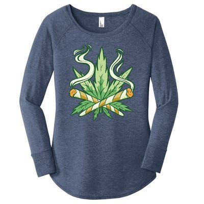 Weed Joint Cross Women's Perfect Tri Tunic Long Sleeve Shirt