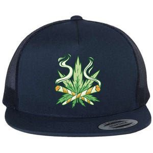 Weed Joint Cross Flat Bill Trucker Hat