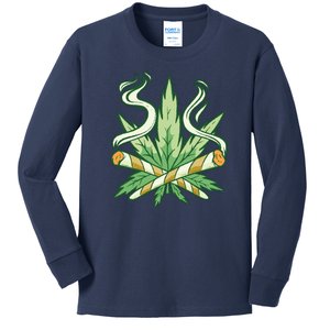 Weed Joint Cross Kids Long Sleeve Shirt