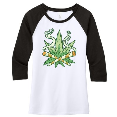 Weed Joint Cross Women's Tri-Blend 3/4-Sleeve Raglan Shirt