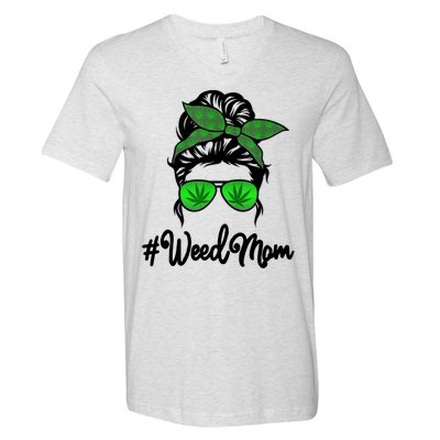 Weed Mom Medical Marijuana Funny V-Neck T-Shirt