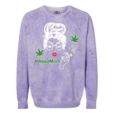 Weed Mom Mother Smoking Pot Colorblast Crewneck Sweatshirt