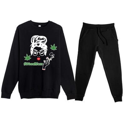 Weed Mom Mother Smoking Pot Premium Crewneck Sweatsuit Set