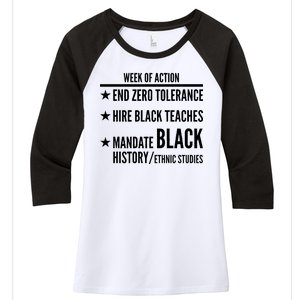 Week Of Action Black Live Matter Women's Tri-Blend 3/4-Sleeve Raglan Shirt