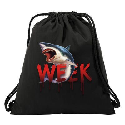 Week Of The Shark Logo Drawstring Bag