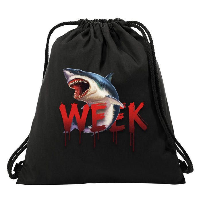 Week Of The Shark Logo Drawstring Bag