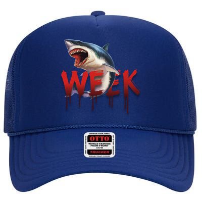 Week Of The Shark Logo High Crown Mesh Back Trucker Hat