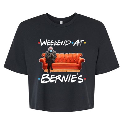 Weekend At Bernie's Mittens Meme Friends Bella+Canvas Jersey Crop Tee