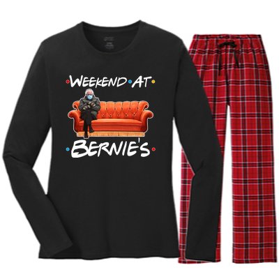 Weekend At Bernie's Mittens Meme Friends Women's Long Sleeve Flannel Pajama Set 