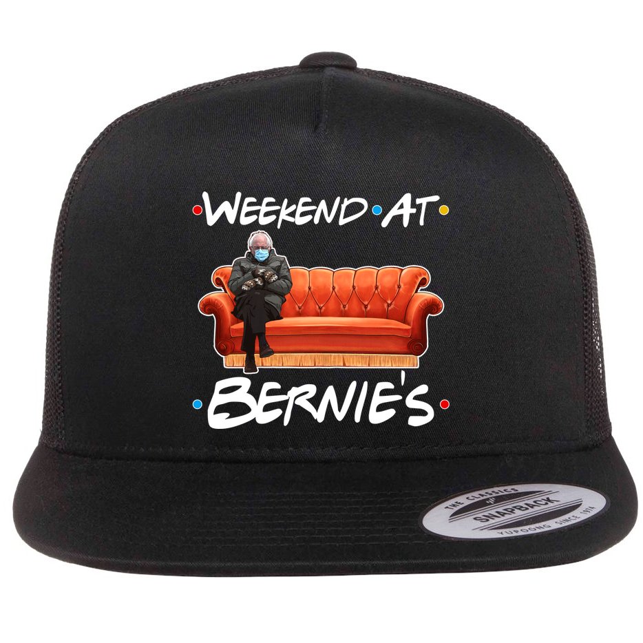 Weekend At Bernie's Mittens Meme Friends Flat Bill Trucker Hat