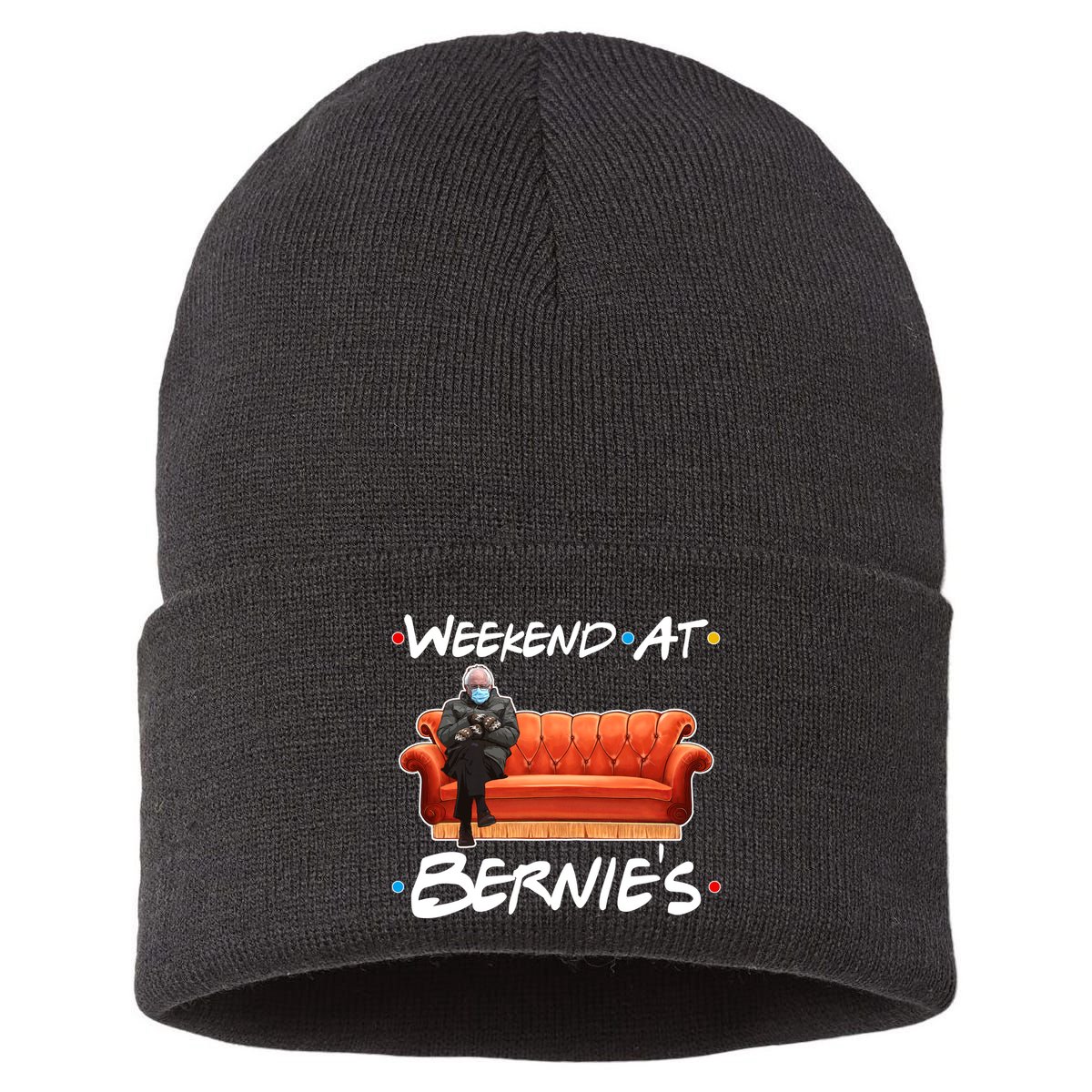 Weekend At Bernie's Mittens Meme Friends Sustainable Knit Beanie