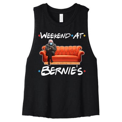 Weekend At Bernie's Mittens Meme Friends Women's Racerback Cropped Tank