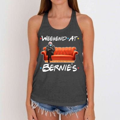 Weekend At Bernie's Mittens Meme Friends Women's Knotted Racerback Tank