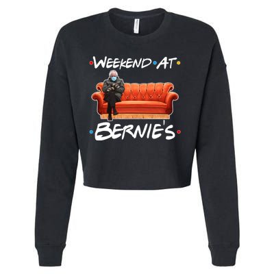 Weekend At Bernie's Mittens Meme Friends Cropped Pullover Crew