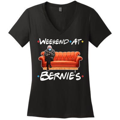 Weekend At Bernie's Mittens Meme Friends Women's V-Neck T-Shirt