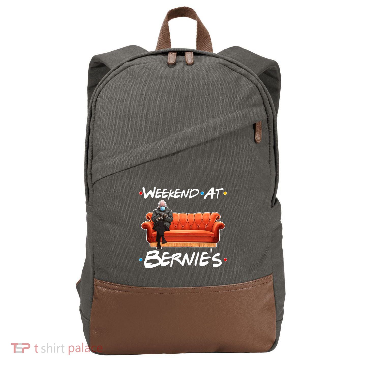 Weekend At Bernie's Mittens Meme Friends Cotton Canvas Backpack
