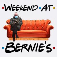 Weekend At Bernie's Mittens Meme Friends Garment-Dyed Sweatshirt