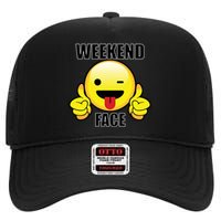 Weekend Face Emoji High Crown Mesh Back Trucker Hat