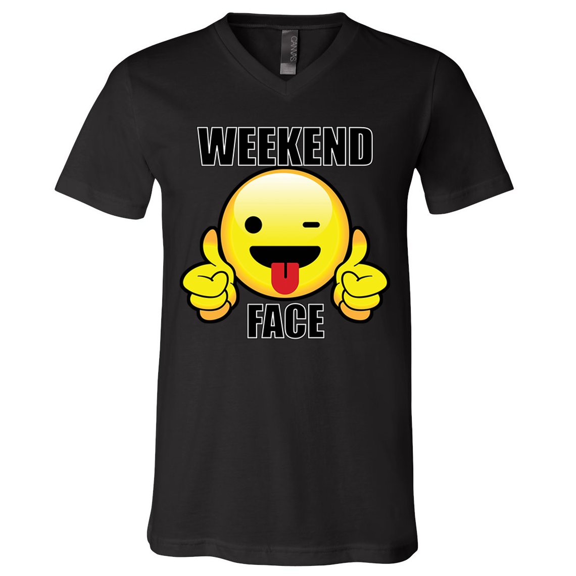 Weekend Face Emoji V-Neck T-Shirt