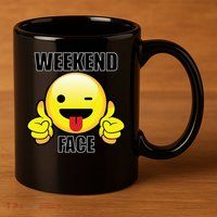 Weekend Face Emoji 11oz C Handle Ceramic Mug
