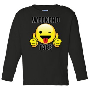 Weekend Face Emoji Toddler Long Sleeve Shirt