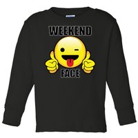 Weekend Face Emoji Toddler Long Sleeve Shirt