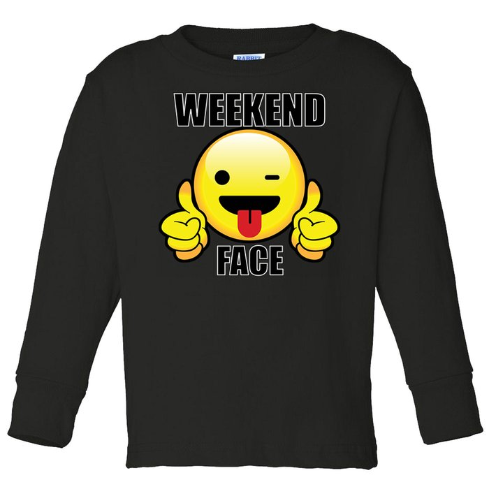 Weekend Face Emoji Toddler Long Sleeve Shirt