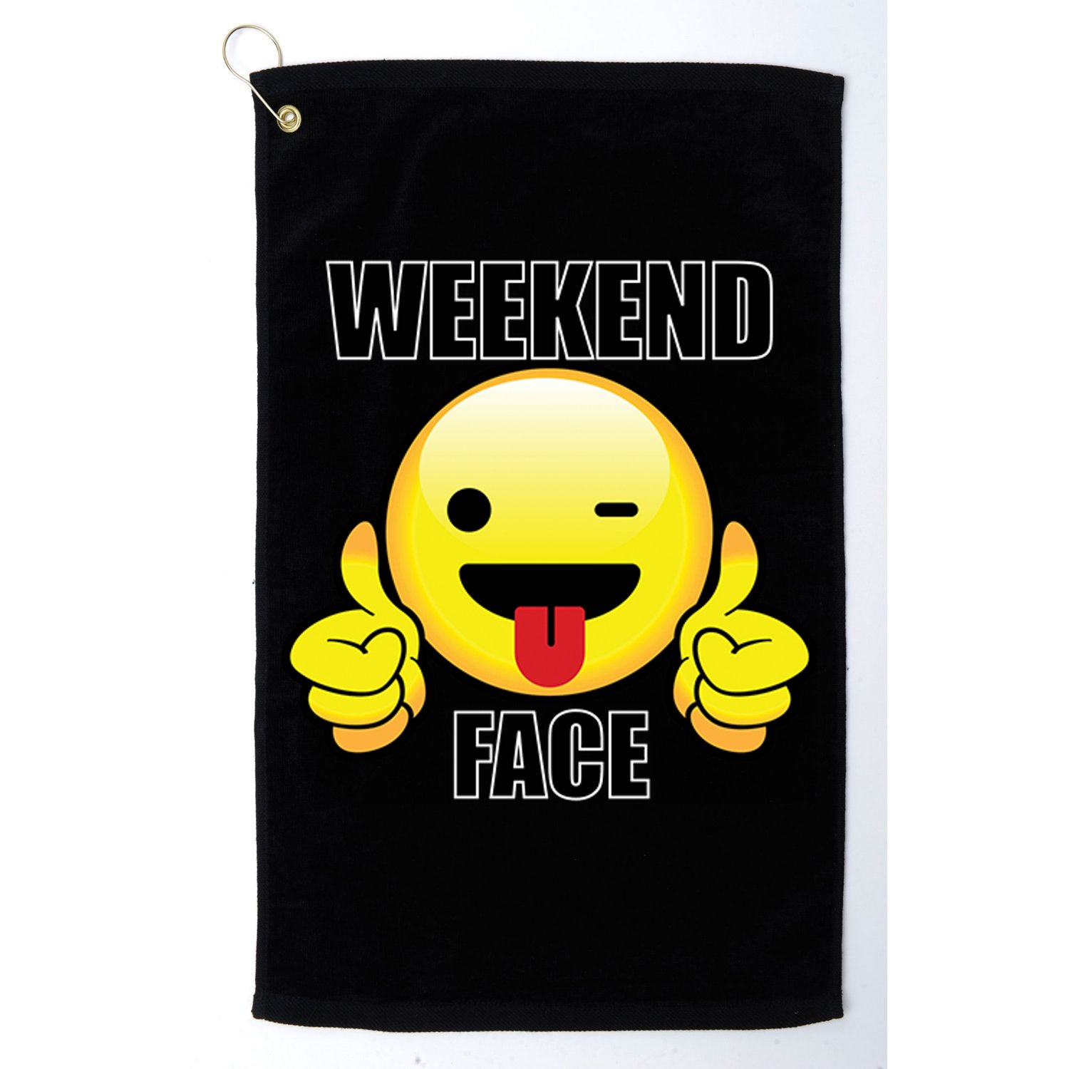 Weekend Face Emoji Golf Towel