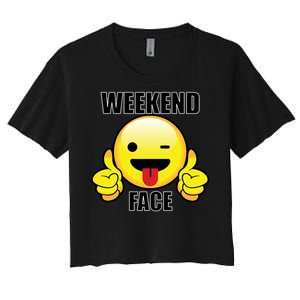 Weekend Face Emoji Women's Crop Top Tee