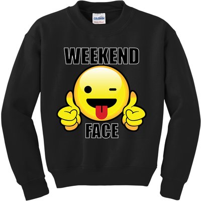 Weekend Face Emoji Kids Sweatshirt