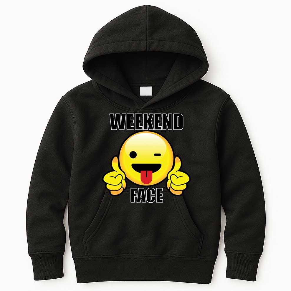 Weekend Face Emoji Kids Hoodie