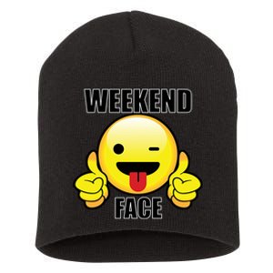 Weekend Face Emoji Short Acrylic Beanie