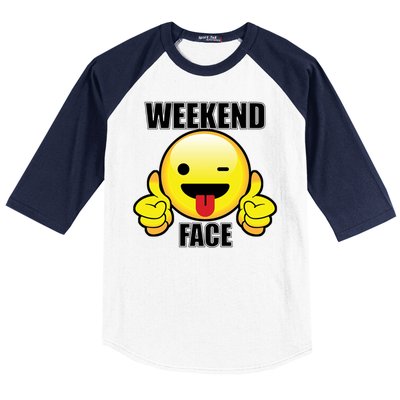 Weekend Face Emoji Baseball Sleeve Shirt