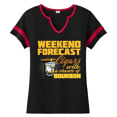 Weekend Forcast Cigars and Bourbon Ladies Halftime Notch Neck Tee