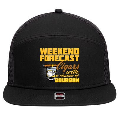 Weekend Forcast Cigars and Bourbon 7 Panel Mesh Trucker Snapback Hat