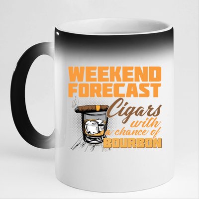 Weekend Forcast Cigars and Bourbon 11oz Black Color Changing Mug