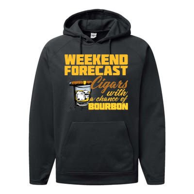 Weekend Forcast Cigars and Bourbon Performance Fleece Hoodie