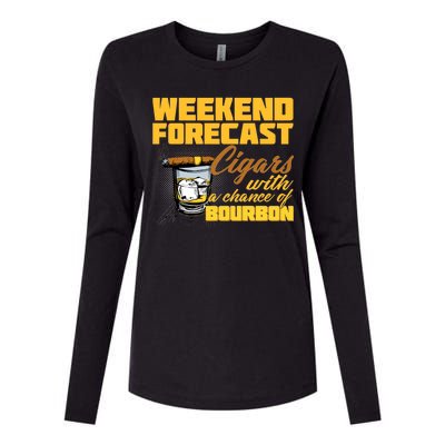 Weekend Forcast Cigars and Bourbon Womens Cotton Relaxed Long Sleeve T-Shirt