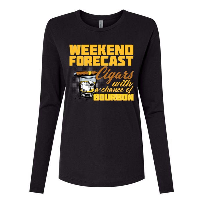 Weekend Forcast Cigars and Bourbon Womens Cotton Relaxed Long Sleeve T-Shirt