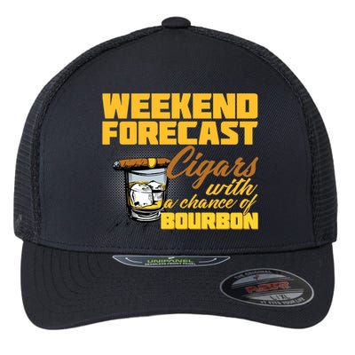 Weekend Forcast Cigars and Bourbon Flexfit Unipanel Trucker Cap