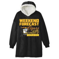 Weekend Forcast Cigars and Bourbon Hooded Wearable Blanket