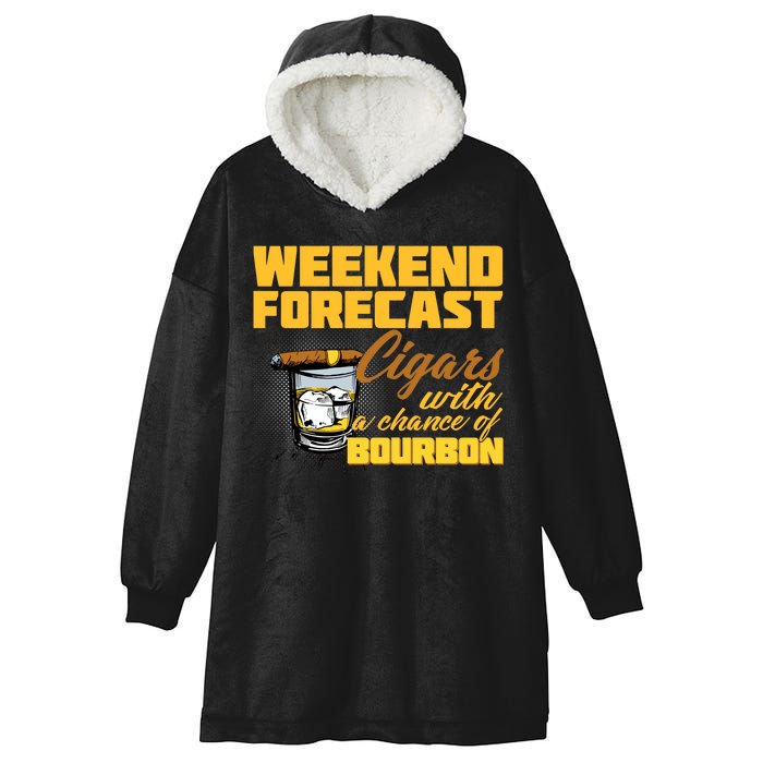 Weekend Forcast Cigars and Bourbon Hooded Wearable Blanket