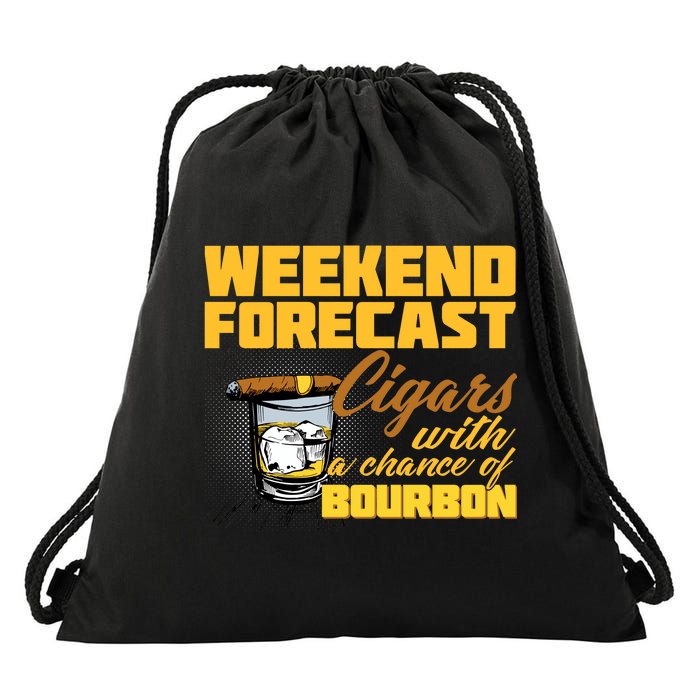 Weekend Forcast Cigars and Bourbon Drawstring Bag