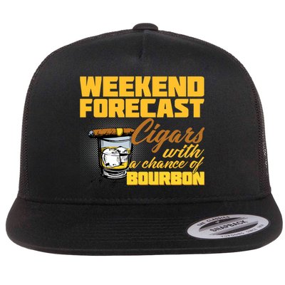 Weekend Forcast Cigars and Bourbon Flat Bill Trucker Hat