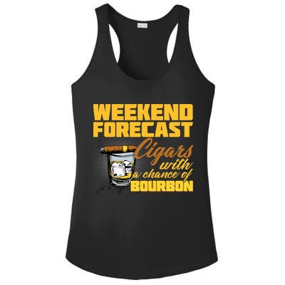Weekend Forcast Cigars and Bourbon Ladies PosiCharge Competitor Racerback Tank